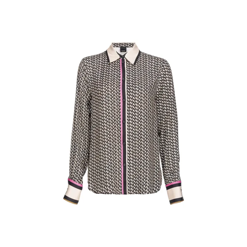 PINKO New Nora Geometric Printed Twill Weave Shirt-0