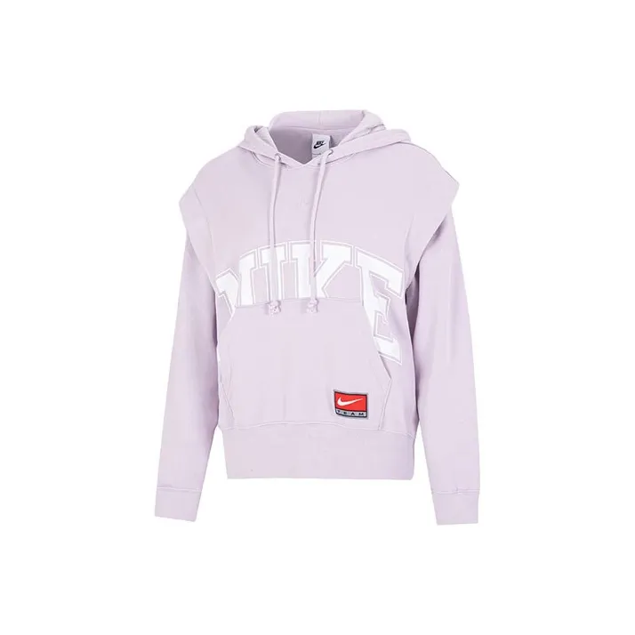 Nike Women'ss Letter Print Casual Hooded Sweatshirt Purple-0