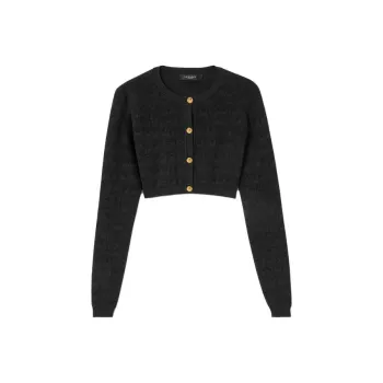 VERSACE Button Up Cropped Knitted Cardigan