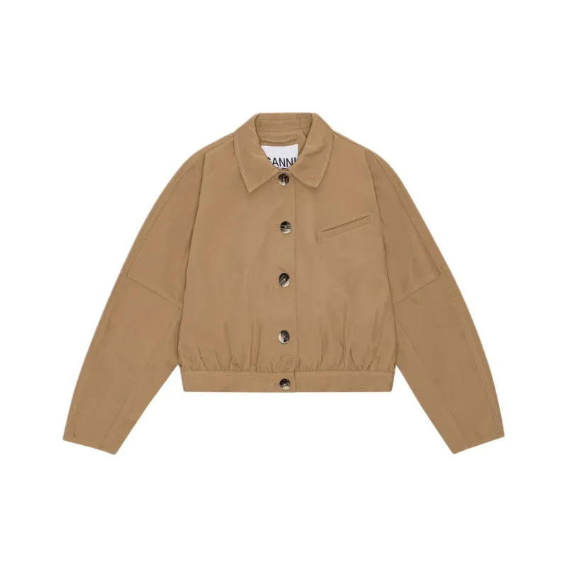 GANNI Twill Cropped Jacket-0