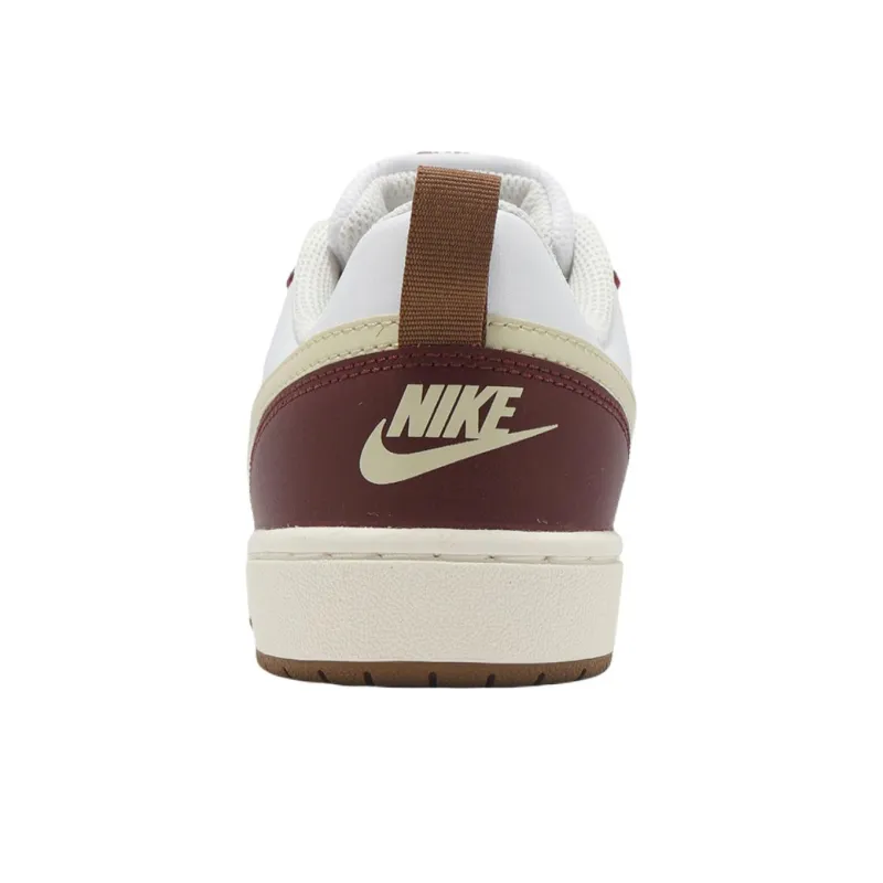 Nike Court Borough Anti Slip Wear Resistant Low Top Kids' Skateboarding Shoes White Red Unisex-4