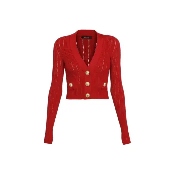 BALMAIN Cropped Knitted Cardigan