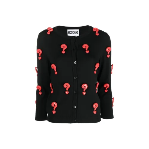 MOSCHINO Red Question Marks Elastic Cardigan
