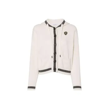 Brunello Cucinelli Logo Patch Hooded Drawstring Cardigan