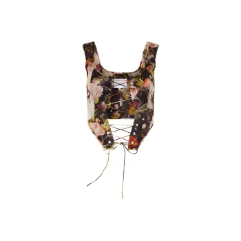 Selkie Strapless Tops Women's Black With Flourishing Floral Print