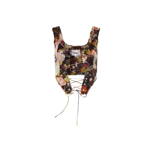 Selkie Strapless Tops Women's Black With Flourishing Floral Print