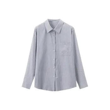 REAL EASY Striped Shirt Women's Blue Stripes