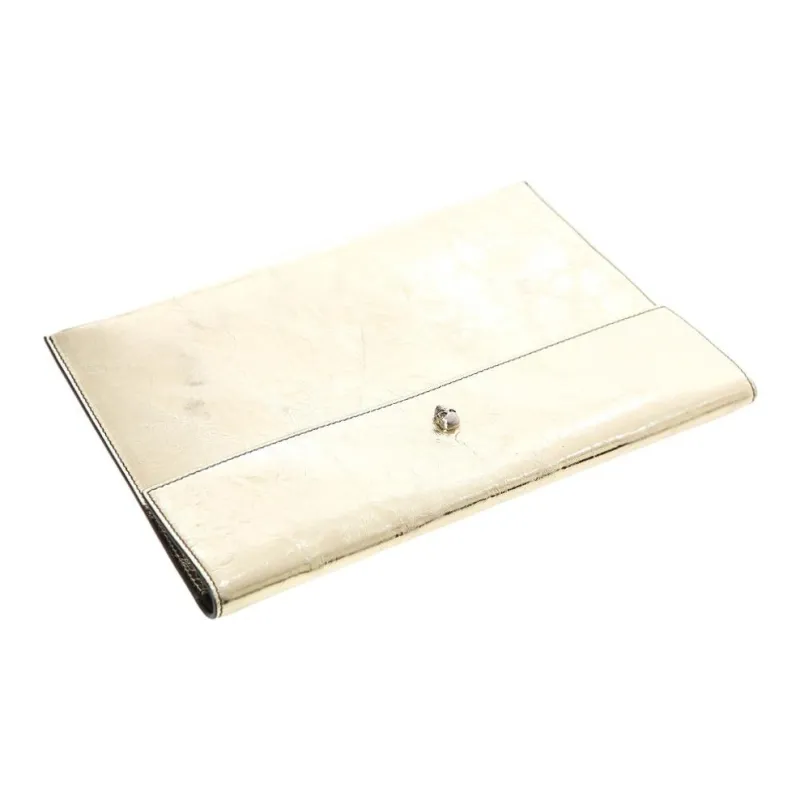 Alexander McQueen Cow Leather Clutch Medium Size Women's Gold-4