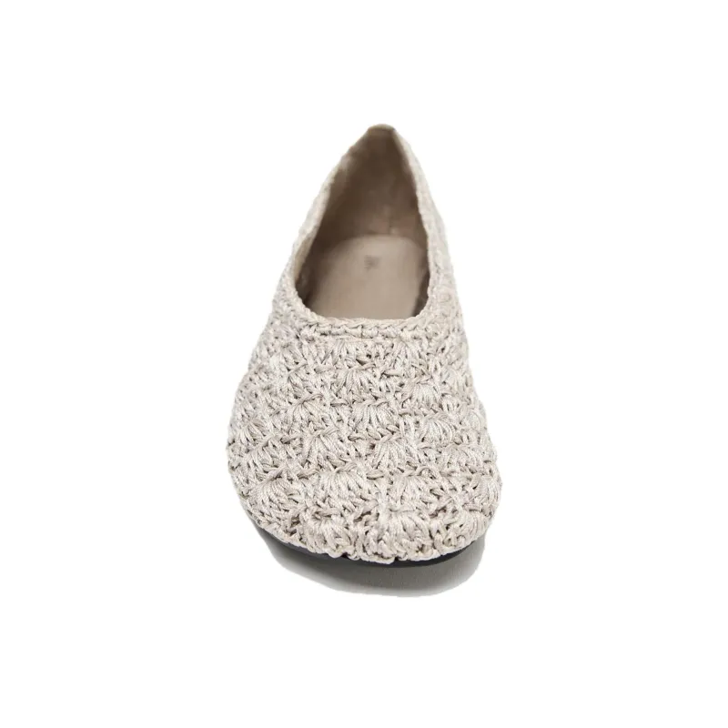 ZARA BRAIDED BALLERINA Casual Single Shoes Women's Beige-2