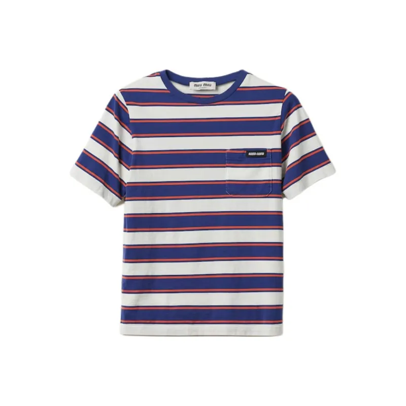 MIU MIU Striped Cotton T shirt-0