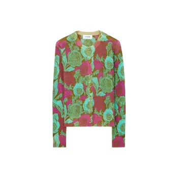 St. John Floral-print Organic Wool Cardigan