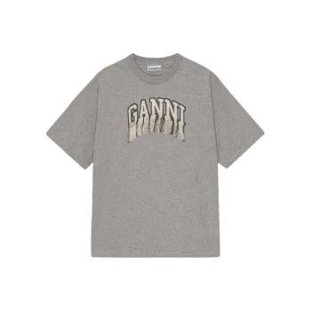 GANNI Fringed Logo Appliqué T shirt