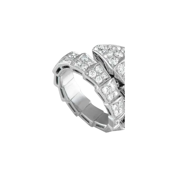 BVLGARI 18K White Gold Serpenti Diamond Ring-2