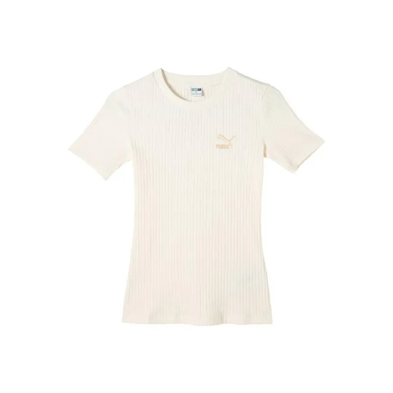PUMA T Shirt Women's Cotton Linen Blend Natural-0