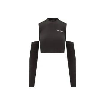 PALM ANGELS Logo Embroidered Cut Out Detailed Top