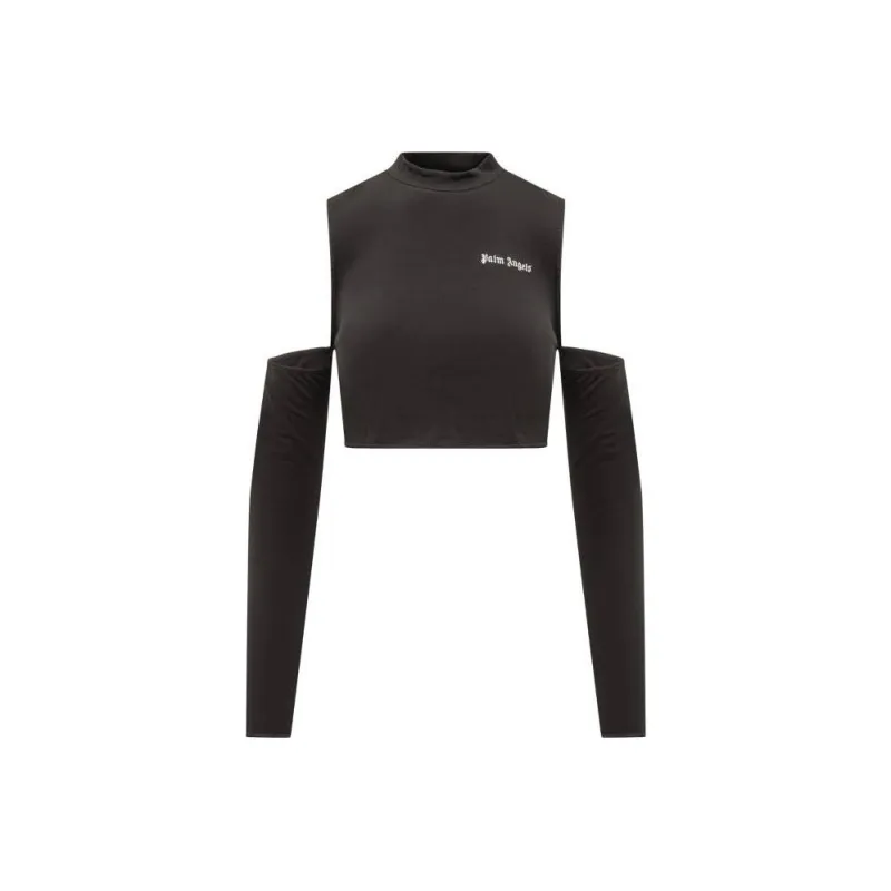 PALM ANGELS Logo Embroidered Cut Out Detailed Top-0
