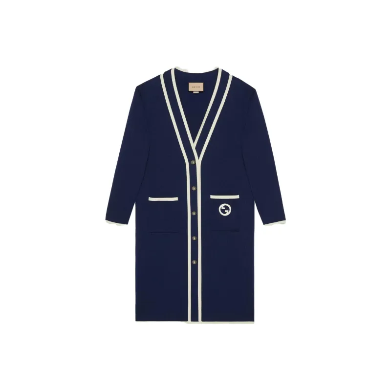 GUCCI Gg Logo Embroidered V-Neck Cardigan Dress-0