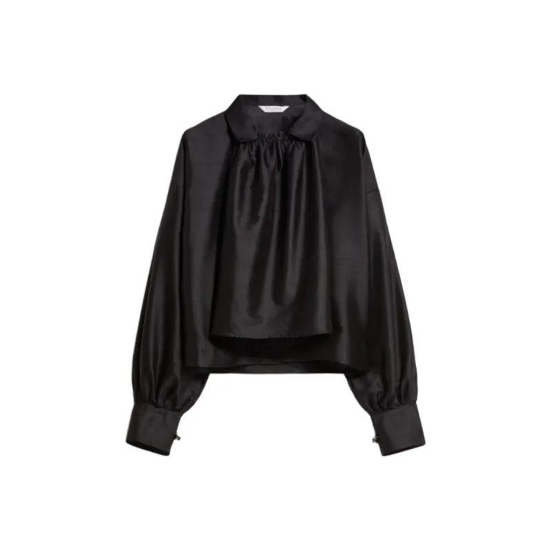 MaxMara Callas Collection Shantung Silk And Cotton Shirt Women's Black-0
