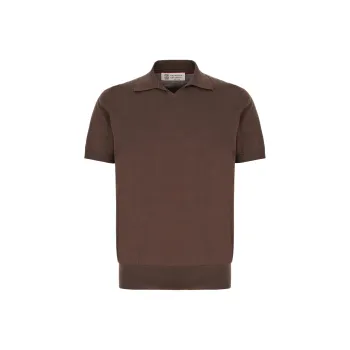 Brunello Cucinelli Short Sleeved Fine Knitted Polo Shirt