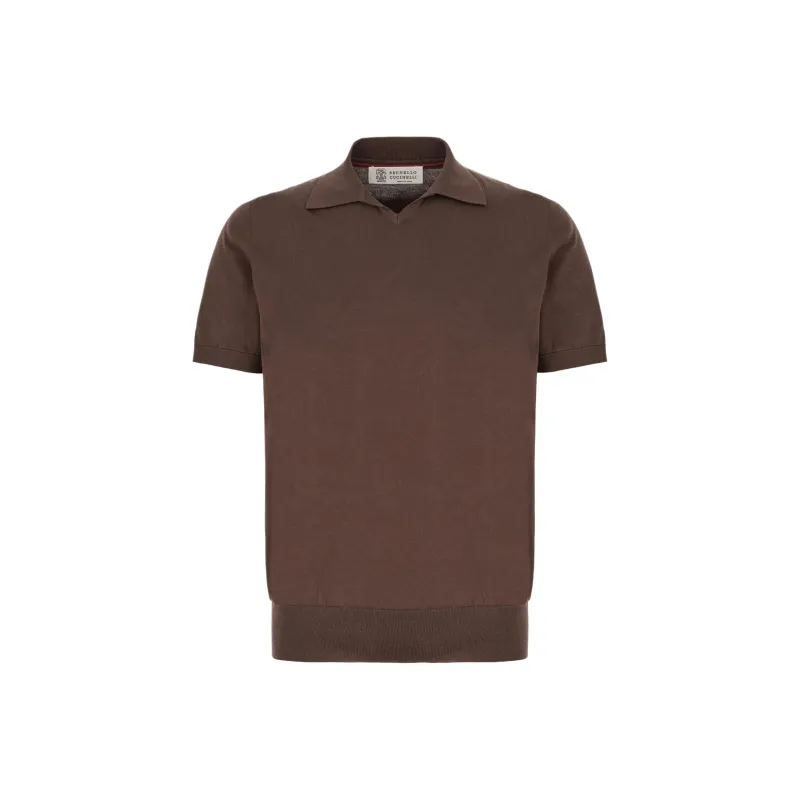 Brunello Cucinelli Short Sleeved Fine Knitted Polo Shirt-0