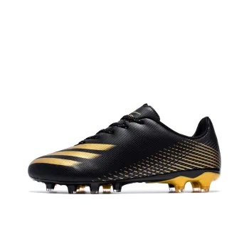 Binary FG Rubber Long Studs Cushioning Lightweight Slip Resistant Soccer Shoes Unisex Black Gold