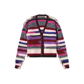 AMIRI Striped Fringe Detailed Cardigan