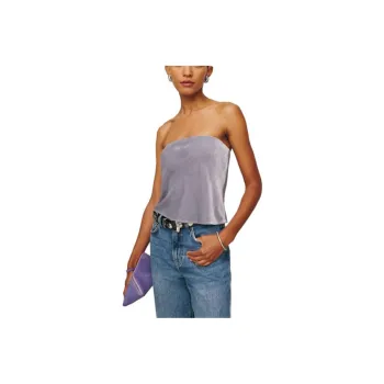 REFORMATION Spritz Velvet Top Strapless Top Women's Lavender Mist/Purple