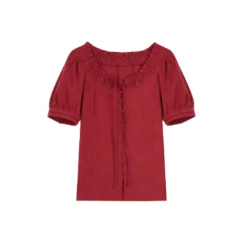 SOLIGHTER Shirt Women's Vintage Red