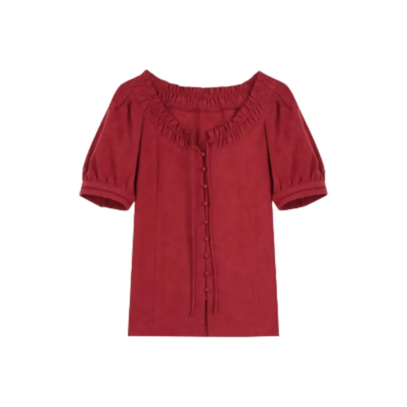 SOLIGHTER Shirt Women's Vintage Red-0