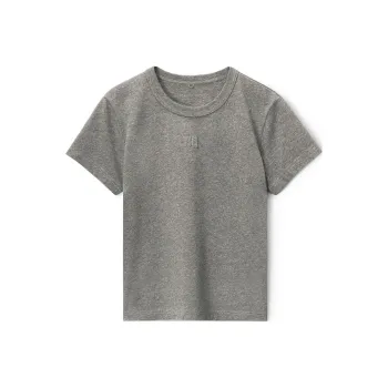 Alexander Wang Puff Logo Shrunken Tee In Glitter Jersey Sidewalk