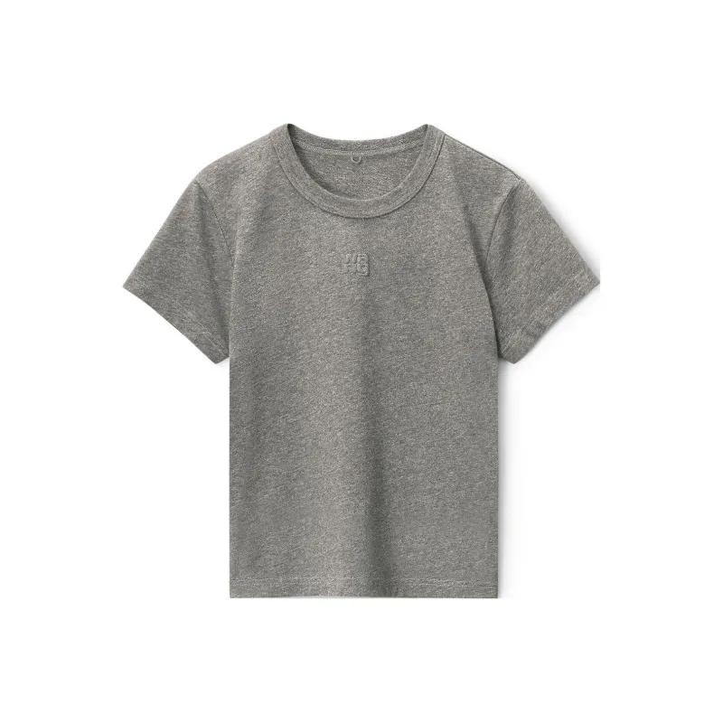 Alexander Wang Puff Logo Shrunken Tee In Glitter Jersey Sidewalk-0