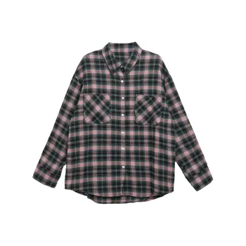 EVPGB Shirt Women's Black Pink Plaid