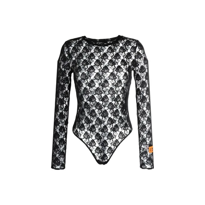 HERON PRESTON Sheer Lace Bodysuit-0