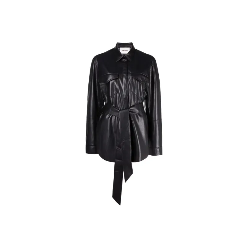 NANUSHKA Vegan leather Belted Oversize Shirt-0
