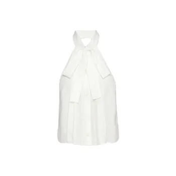 PRADA Crêpe De Chine Jacquard Top 'White'