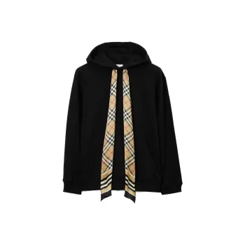 Burberry Checked Drawstring Long Sleeved Hoodie