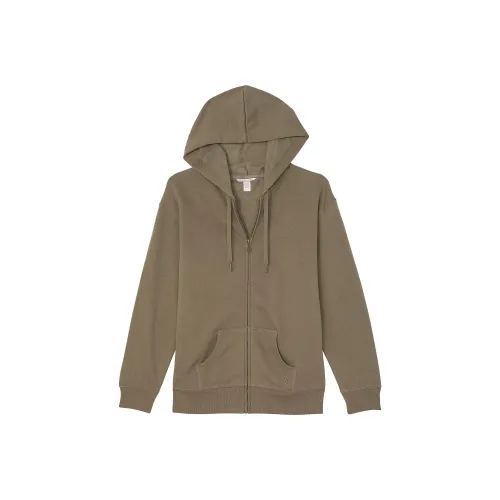 Victoria's Secret Cotton Fleece Full-Zip Hoodie/Green Sweatshirt Women's Green