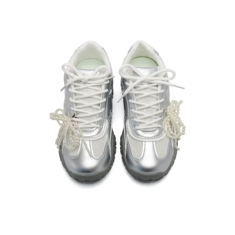 Circle Small Cushioning, Slip Resistant, Breathable, Supportive, Lightweight Low Top Chunky Sneakers Women's-3