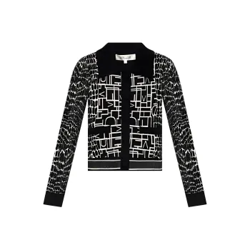DVF Diane Von Furstenberg Pattern Jacquard Button-Up Cardigan