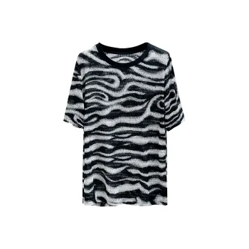 Cypress House T-Shirt Women's Black/White Wave Pattern