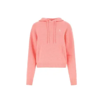 SPORTY & RICH Logo embroidered Cashmere Hoodie