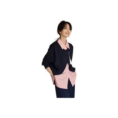 Mo Han Yi Mei FW24 Sweatshirt Women's Navy Blue & Pink