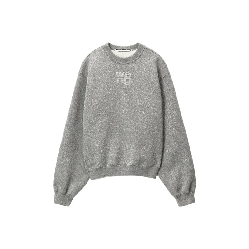 Alexander Wang Puff Logo Sweatshirt In Glitter Terry Sidewalk-0