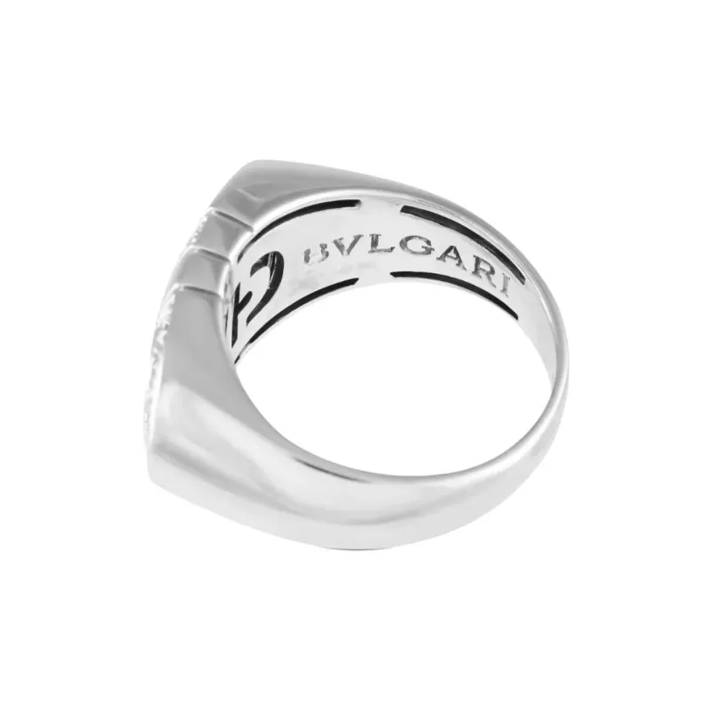 BVLGARI 1980s 18K White Gold Parentesi Diamond Ring-2