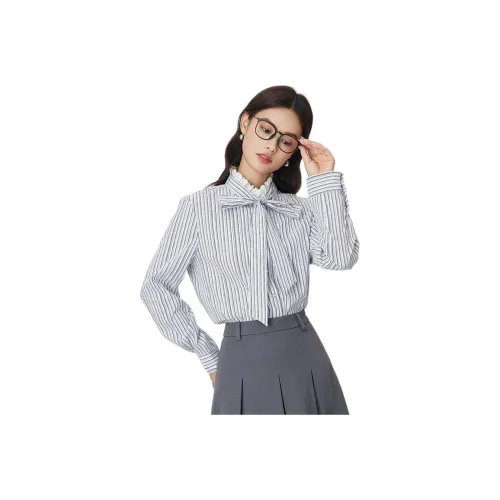 Dajia Poetry Shirt Women's Black White Stripes