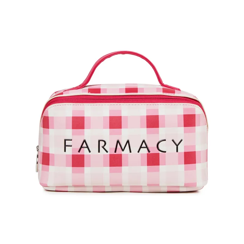 Farmacy PU Makeup Bag Large Size Women's Pink/Black/White-0