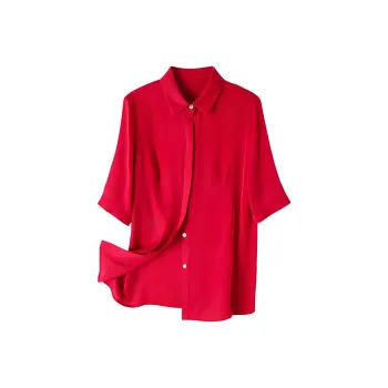 Yi Mengyuan Silk Shirt Women's Red Black