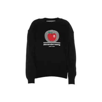 Alexander Wang Pullover With Ny Apple Puff Logo Crewneck Black