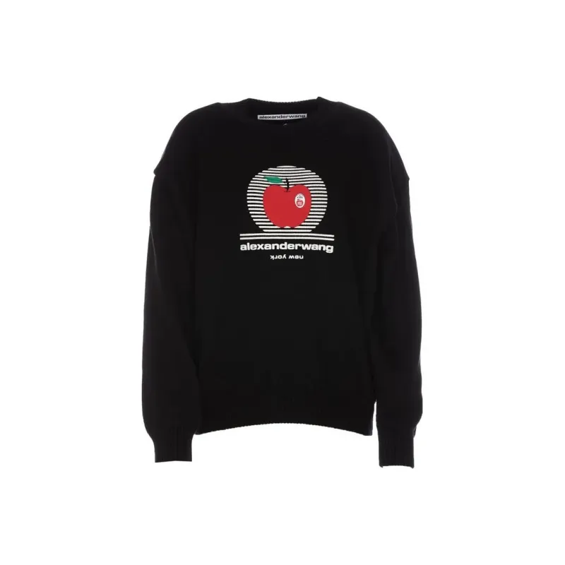Alexander Wang Pullover With Ny Apple Puff Logo Crewneck Black-0