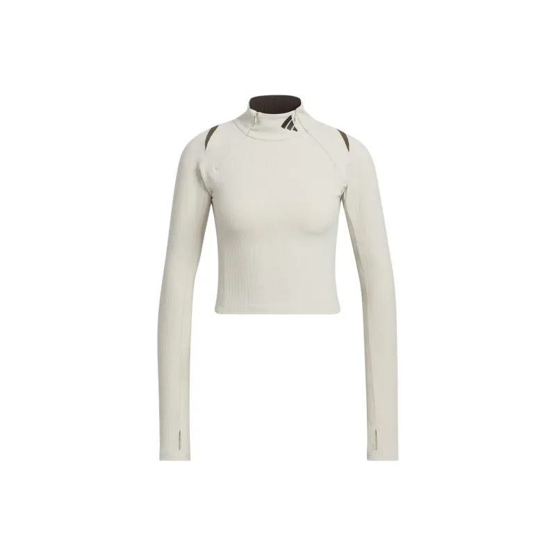 Adidas FW24 Raglan Sleeve T Shirt Women's Light Sesame Earth Gray-0